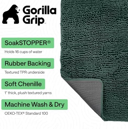 GORILLA GRIP SoakSTOPPER Dog Door Mat, Machine Wash and Dry, 36x24 Green - Image 3