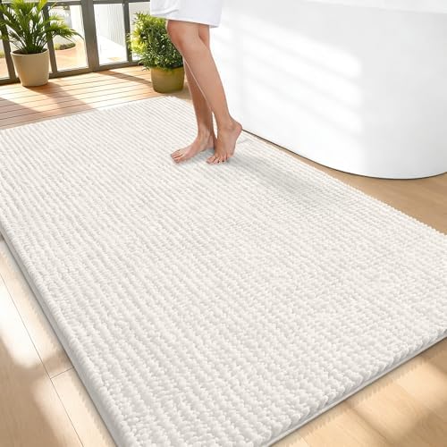 OLANLY Thick Chenille Large Bathroom Rugs 59x35, Absorbent Bath Mat by OLANLY