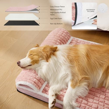 Orthopedic Large Dog Bed Pillow Pet Sofa Bed 56''X40'' Pink - Image 3