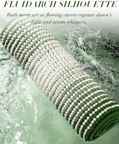 BSICPRO Large Bathroom Rugs Runner, 22x60 Striped Bath Mats, Hunter Green - Image 4