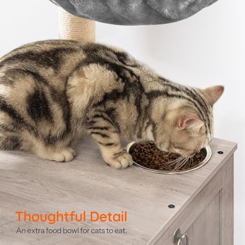 HOOBRO Cat Tree with Litter Box Enclosure, Cat Hammock, Hidden Litter Box - Image 4