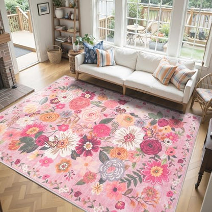 Pink Area Rug 9x12 for Living Room Bedroom - Image 5