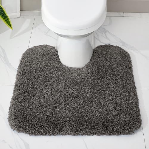 Disolla Toilet Rug 22x24 Dark Grey, Soft Toilet Mat U-Shaped Washable - Image 3