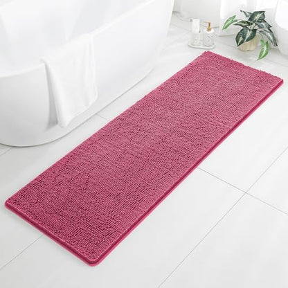 Chenille Bathroom Runner Rug 24"x72" Hot Pink, Plush Bath Mat by Kildoss