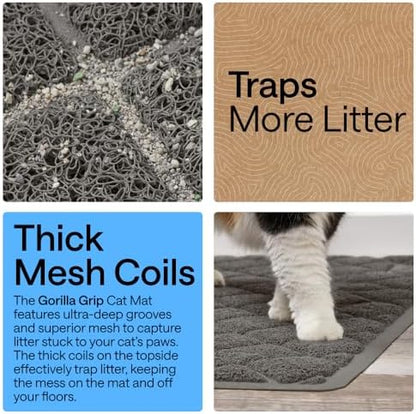GORILLA GRIP Cat Litter Box Mat, Coiled Mesh Trapping Mats, 47x35 Charcoal - Image 3