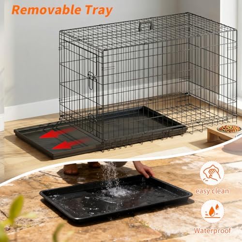 FDW | 42" Foldable Metal Dog Crate | Dark Black | Cage - Image 4