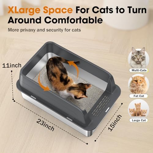 2PACK Stainless Steel Litter Box, Extra Large Litter Boxes - Image 5
