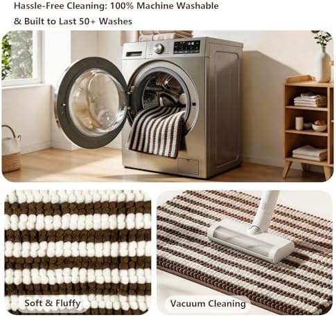 Chenille Bathroom Rug Non Slip Washable, Absorbent Bath Mat - Image 7