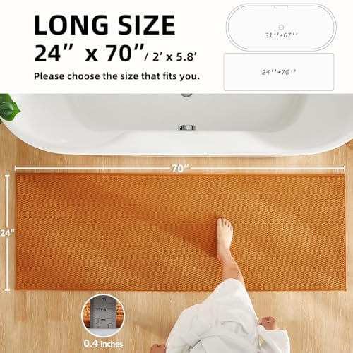 TYUU Bathroom Runner Rugs, Long Bath Mat Runner Washable Thin Quick Dry Low - Image 2
