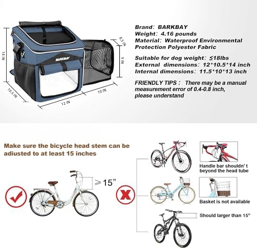 Dog Bike Basket Carrier, Expandable Foldable Soft-Sided Dog Carrier, 2 Open - Image 6