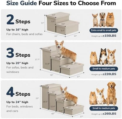 4-Step Wide Dog Stairs with Storage 23" H, Non-Slip Sturdy Pet Steps - Image 2