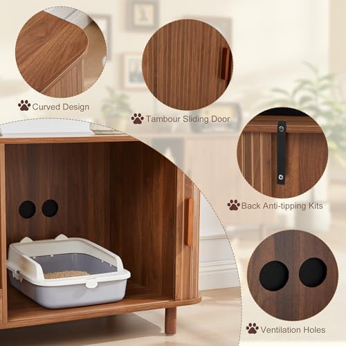 Flluted Double Cat Litter Box Enclosure Large Hidden Litter Box - Image 5
