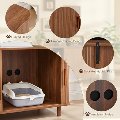 Flluted Double Cat Litter Box Enclosure Large Hidden Litter Box - Image 5