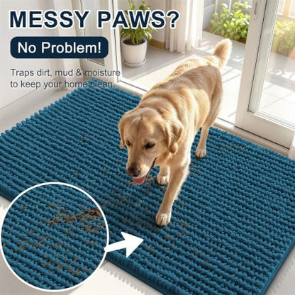 Smiry Dog Door Mat for Muddy Paws 48x30, Ultra Absorbent Chenille Doormat - Image 5