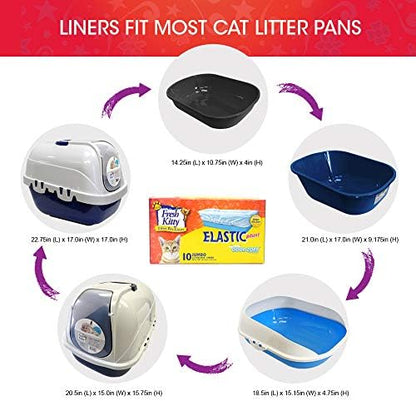 10 Count Fresh Kitty Litter Box Liners Durable, Easy Clean Up Elastic Jumbo - Image 5
