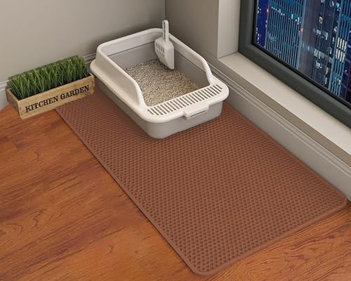 Cat Litter Mat, Double Layer Cat Litter Box Mat by HCY%26WLD