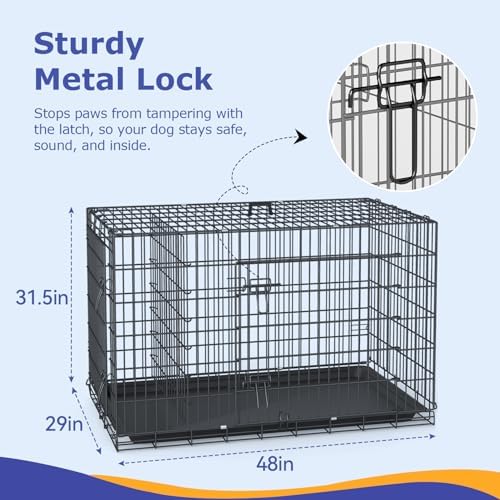 FDW | 48" Foldable Metal Dog Crate | Dark Black | Cage - Image 5