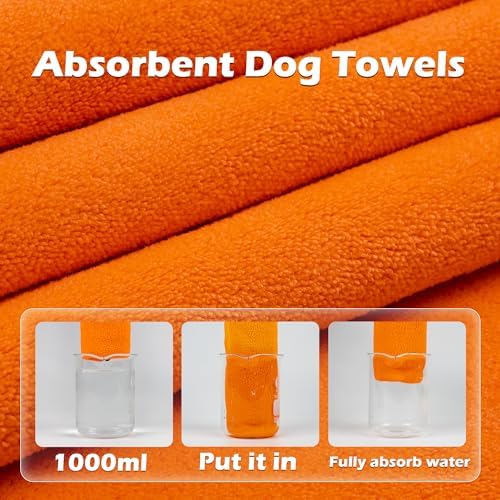 MICOOYO Dog Towels for Drying Dogs 3 Pack, Ultra Absorbent Microfiber Pet Bath - Image 4