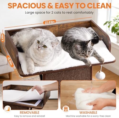 Modern Wood Cat Tree Tower for Indoor Large Adult Cats - Image 2