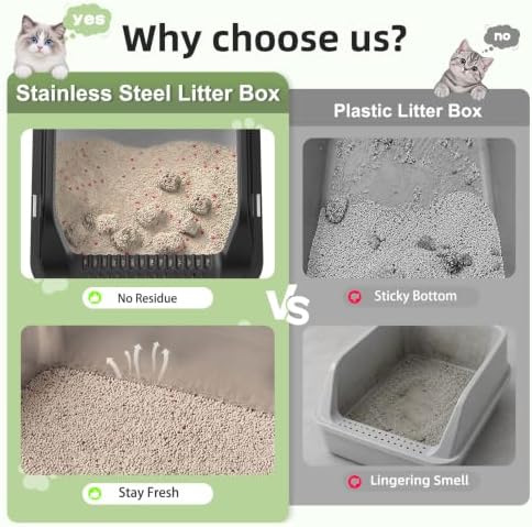 FURTIME Stainless Steel Litter Box - Image 2