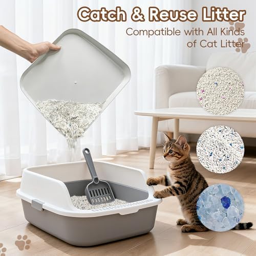 Elevated Litter Box Ramp/Steps for Kittens & Old Cats, Washable Litter Catcher - Image 4