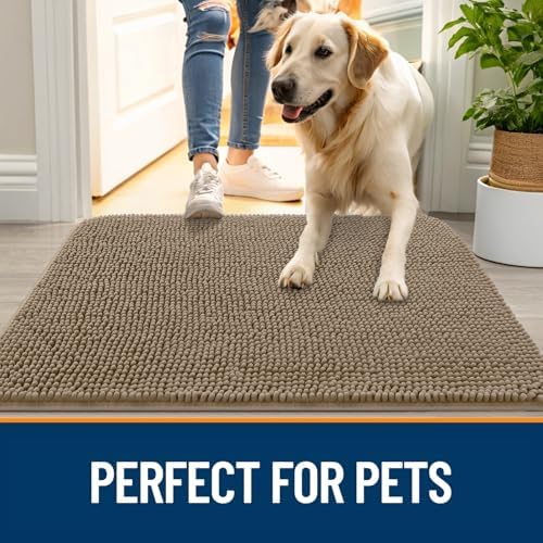 OLANLY Dog Door Mat for Muddy Paws 24x16, Super Absorbent Chenille Mud Mat - Image 6