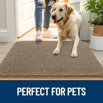 OLANLY Dog Door Mat for Muddy Paws 24x16, Super Absorbent Chenille Mud Mat - Image 6