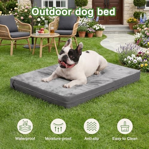 Waterproof Small Dog Bed Crate Pad 24", Washable Puppy Bed Orthopedic Gray - Image 3