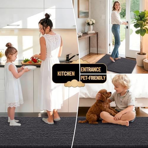 OLANLY Thick Chenille Large Bathroom Rugs Mats 44x32, Dark Grey - Image 6
