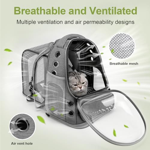 Cawypety Expandable Cat Backpack Large Space Cat Bubble Backpack Carrier - Image 3