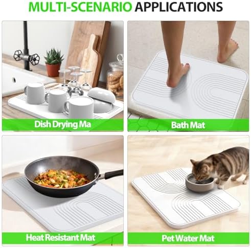 2 PCS Stone Dish Drying Mat ＆ Silicone Mat - Image 3