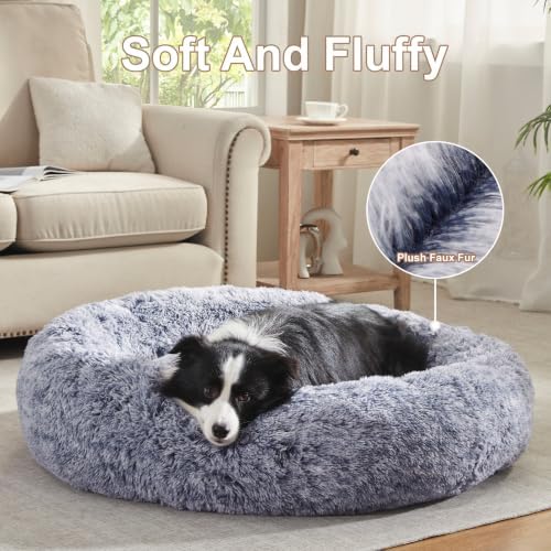 42 in Faux Fur Fluffy Donut Dog Bed - Image 4