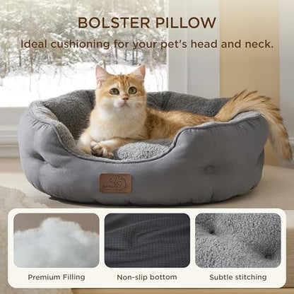 Bedsure Self Warming Cat Bed, Round Washable Small Dog Bed, 20In Grey - Image 4