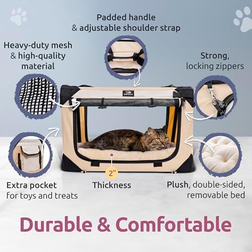 Cat & Dog Pet Carrier, Fits 2 Cats or Medium Dog Comfortably - Image 6