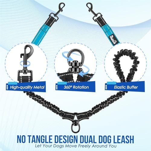 SlowTon Double Leash for Two Dogs, No Tangle & - Image 4