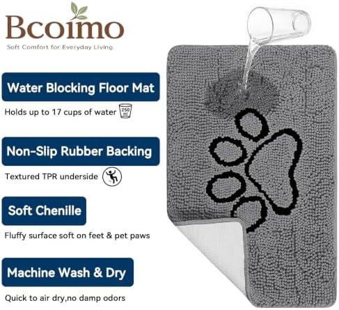 Bcoimo Dog Door Mat for Muddy Paws – Super Absorbent & Quick Dry Chenille - Image 4