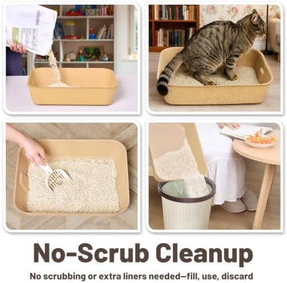 6 Pack Disposable Cat Litter Boxes, Leak-Proof Cardboard Kitty Litter Trays - Image 4