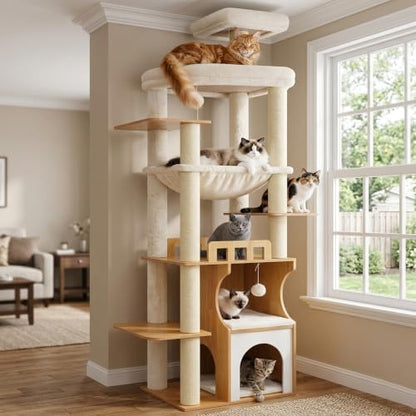 Gitelsnour Modern Cat Tree Tower, 2-Layer Condo & Perch, Big Hammock 102WB by Gitelnour