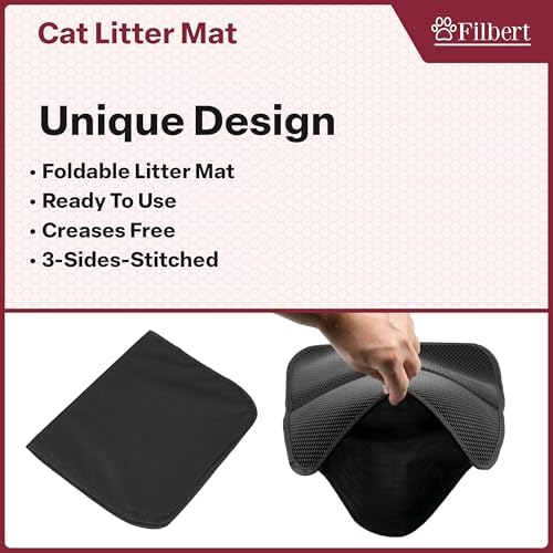 Filbert Cat Litter Mat, Foldable Cat Litter Mat, 23.6"x 14.8", Honeycomb Design - Image 4