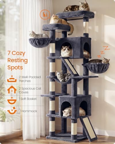 Feandrea Large Cat Tree, 81.1" Tall Sturdy Cat Tower - Image 3