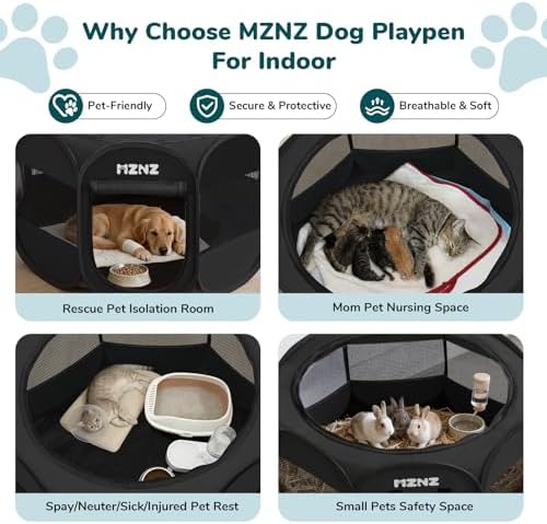 Dog Cat Small Animal Puppy Playpen Crate, Whole Black - Image 3