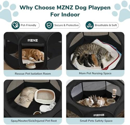 Dog Cat Small Animal Puppy Playpen Crate, Whole Black - Image 3