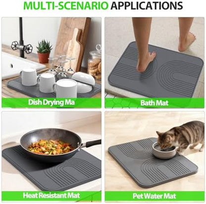 2 PCS Stone Dish Drying Mat ＆ Silicone Mat - Image 3