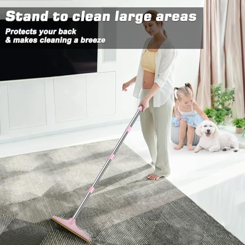 B-Land Carpet Rake for Pet Hair Removal, Carpet Scrape for Rug Pink - Image 4