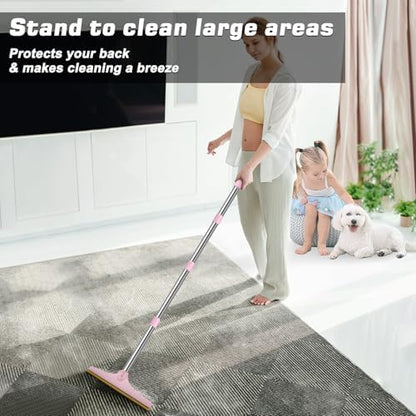 B-Land Carpet Rake for Pet Hair Removal, Carpet Scrape for Rug Pink - Image 4