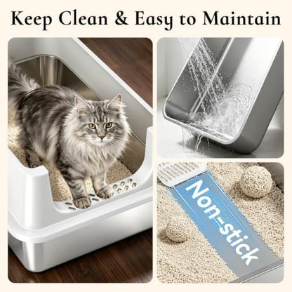 XL Open Top Stainless Steel Litter Box - Image 6