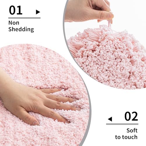 Disolla Toilet Rug 22x24 Pink, Soft Toilet Mat U-Shaped Washable - Image 4