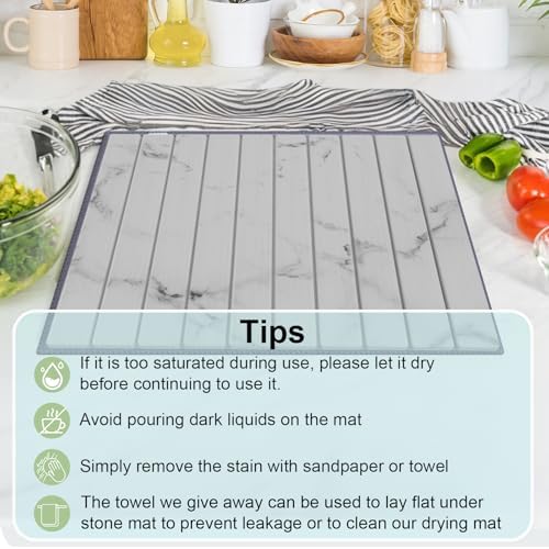 Stone Dish Drying Mat for Kitchen Counter, Versatile Stone Drying Mats for Cups - Image 7