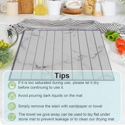 Stone Dish Drying Mat for Kitchen Counter, Versatile Stone Drying Mats for Cups - Image 7
