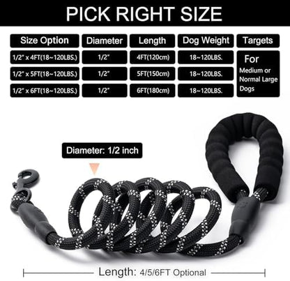 2 Pack Dog Leash, Heavy Duty Nylon Rope Pet Leashes - Image 5